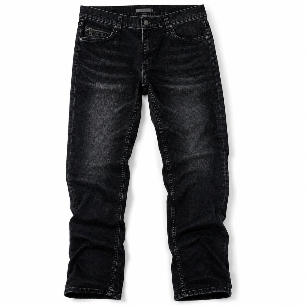John Varvatos Bush Men 32x32 Black Wash Jeans Slim Straight Stretch Skull Button